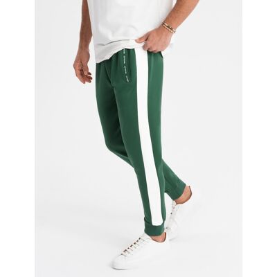 Ombre Men'S Sweatpants Joggers With Contrasting Stripes - Dark Green Zelená Xl Ombre Men'S Sweatpants Joggers With Contrasting Stripes - Dark Green Zelená Xl