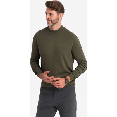 Ombre Men'S Knitted Half Turtleneck With Viscose - Dark Olive Kaki Xl Ombre Men'S Knitted Half Turtleneck With Viscose - Dark Olive Kaki Xl