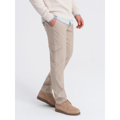 Ombre Men'S Regular Fabric Pants With Cargo Pockets - Beige Hnedá L Ombre Men'S Regular Fabric Pants With Cargo Pockets - Beige Hnedá L