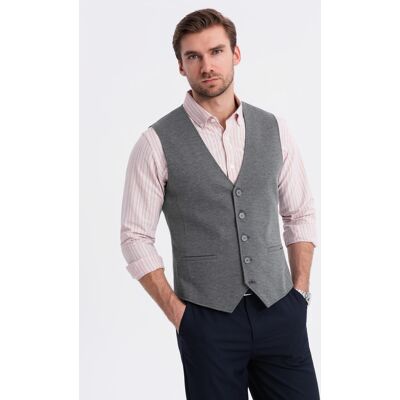 Ombre Fitted Elegant Men'S Structured Knit Vest - Graphite Šedá L Ombre Fitted Elegant Men'S Structured Knit Vest - Graphite Šedá L