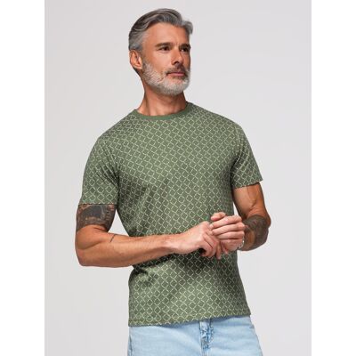 Ombre Men'S Full Print Knit Shirt - Olive S Ombre Men'S Full Print Knit Shirt - Olive S