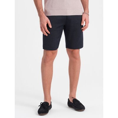 Ombre Men'S Structured Knit Shorts With Chino Pockets - Navy Blue Čierna Xl Ombre Men'S Structured Knit Shorts With Chino Pockets - Navy Blue Čierna Xl