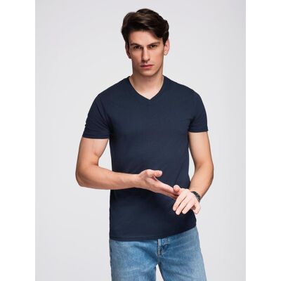 Ombre Men'S Basic Classic Cotton T-Shirt With A V-Neck - Navy Blue Modrá L Ombre Men'S Basic Classic Cotton T-Shirt With A V-Neck - Navy Blue Modrá L