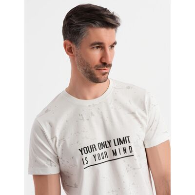 Ombre Men'S Printed T-Shirt With Round Neckline - White Biela S Ombre Men'S Printed T-Shirt With Round Neckline - White Biela S