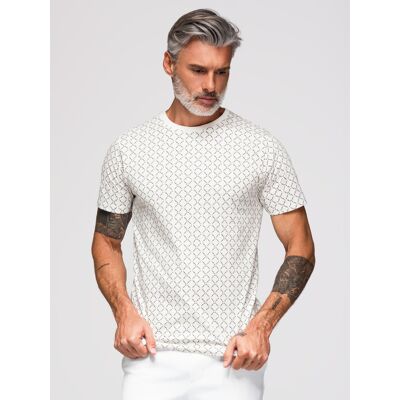 Ombre Men'S Full Print Knit Shirt - White Čierna L Ombre Men'S Full Print Knit Shirt - White Čierna L