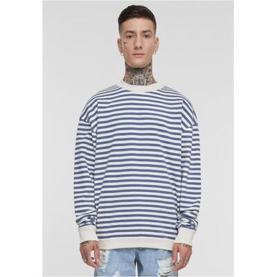 Urban Classics Men'S Striped Crewneck Sweatshirt - White Sand/blue Šedá Xl Urban Classics Men'S Striped Crewneck Sweatshirt - White Sand/blue Šedá Xl