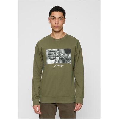 Mister Tee Pray 2.0 Crewneck Olive Kaki M Mister Tee Pray 2.0 Crewneck Olive Kaki M