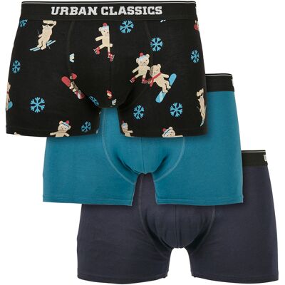 Urban Classics Organic X-Mas Boxers 3-Pack Teddy Aop+jasper+navy Čierna 3xl Urban Classics Organic X-Mas Boxers 3-Pack Teddy Aop+jasper+navy Čierna 3xl