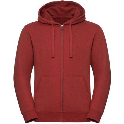 Men'S Authentic Melange Zipped Hooded Sweat Russell Tmavočervená M Men'S Authentic Melange Zipped Hooded Sweat Russell Tmavočervená M