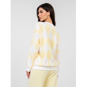 Italy Moda Žltá Mikina S Geometrickým Vzorom Biela One Size Italy Moda Žltá Mikina S Geometrickým Vzorom Biela One Size