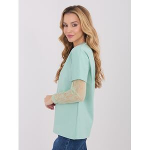 Italy Moda Blúzka S Čipkou V Pistáciovej Farbe Modrá One Size Italy Moda Blúzka S Čipkou V Pistáciovej Farbe Modrá One Size