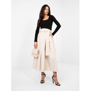 Italy Moda Svetlobéžová Midi Sukňa S Pásikmi Čierna One Size Italy Moda Svetlobéžová Midi Sukňa S Pásikmi Čierna One Size