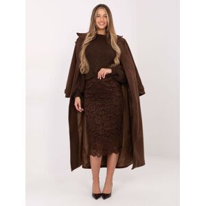 Italy Moda Hnedá Puzdrová Sukňa S Čipkou Čierna One Size Italy Moda Hnedá Puzdrová Sukňa S Čipkou Čierna One Size