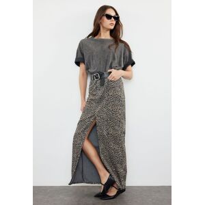 Trendyol Multicolored Leopard Patterned Brown Midi Denim Skirt Čierna 42 Trendyol Multicolored Leopard Patterned Brown Midi Denim Skirt Čierna 42