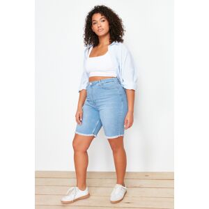 Trendyol Curve Blue Leg Tassel Detailed Stretchy Skinny Denim Shorts Modrá 46 Trendyol Curve Blue Leg Tassel Detailed Stretchy Skinny Denim Shorts Modrá 46