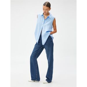 Koton Bezrukávová Základná Košeľa S Gombíkmi Svetlomodrá 34 Koton Bezrukávová Základná Košeľa S Gombíkmi Svetlomodrá 34