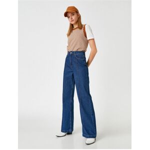 Koton Rifle S Vysokým Pásom A Širokými Nohavicami Modrá 25/32 Koton Rifle S Vysokým Pásom A Širokými Nohavicami Modrá 25/32