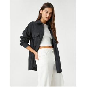 Koton Oversize Košeľa S Vreckami A Dlhým Rukávom Na Gombíky Šedá 34 Koton Oversize Košeľa S Vreckami A Dlhým Rukávom Na Gombíky Šedá 34