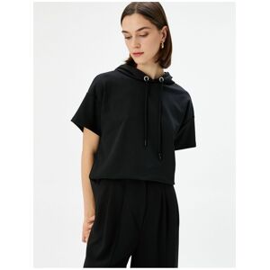 Koton Mikina S Kapucňou, Krátky Rukáv, Pravidelný Strih Čierna Xs Koton Mikina S Kapucňou, Krátky Rukáv, Pravidelný Strih Čierna Xs