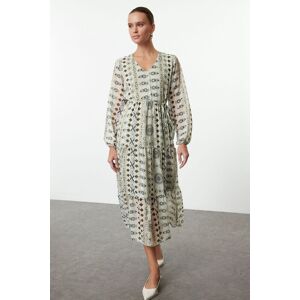 Trendyol Green Belted Ethnic A-Line Maxi Woven Winter Dress Šedá 38 Trendyol Green Belted Ethnic A-Line Maxi Woven Winter Dress Šedá 38