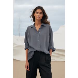 Dámska Košeľa Trendyol Loose Fit Šedá 32 Dámska Košeľa Trendyol Loose Fit Šedá 32