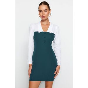 Trendyol Olejový Golier Detailne Tkané Šaty Tkané Šaty Modrá 34 Trendyol Olejový Golier Detailne Tkané Šaty Tkané Šaty Modrá 34