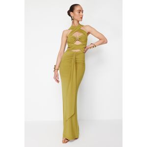 Trendyol X Zeynep Tosun Oil Green Cut Out Knitted Tie Detailed Evening Dress & Graduation Dress Horčicová 34 Trendyol X Zeynep Tosun Oil Green Cut Out Knitted Tie Detailed Evening Dress & Graduation Dress Horčicová 34