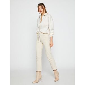 Koton Hispánske Crop Nohavice Manšestrové Nohavice Slim Fit Krémová 42 Koton Hispánske Crop Nohavice Manšestrové Nohavice Slim Fit Krémová 42