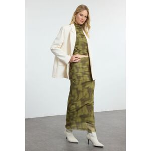 Trendyol Green Draped Maxi Tulle Stretchy Knitted Skirt Kaki L Trendyol Green Draped Maxi Tulle Stretchy Knitted Skirt Kaki L