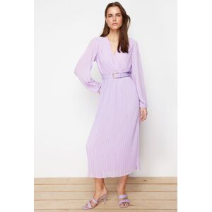 Trendyol Lilac Belted A-Line Pleated Maxi Lined Chiffon Woven Dress Šedá 40 Trendyol Lilac Belted A-Line Pleated Maxi Lined Chiffon Woven Dress Šedá 40