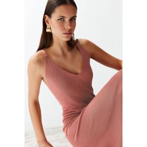 Trendyol Dusty Rose Maxi Knitwear Basic Dress Tmavočervená L Trendyol Dusty Rose Maxi Knitwear Basic Dress Tmavočervená L