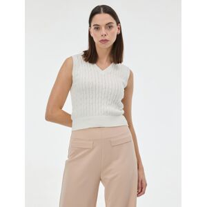 Krémová Dámska Pletená Vesta Orsay Biela S Krémová Dámska Pletená Vesta Orsay Biela S