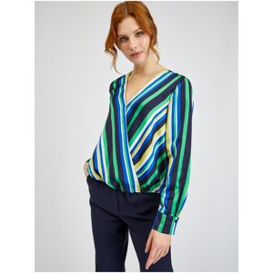 Modro-Zelená Dámska Pruhovaná Saténová Blúzka Orsay Modrá 34 Modro-Zelená Dámska Pruhovaná Saténová Blúzka Orsay Modrá 34