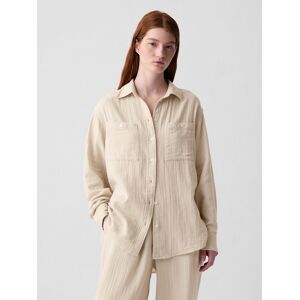 Béžová Dámska Mušelínová Košeľa Gap Krémová Xs Béžová Dámska Mušelínová Košeľa Gap Krémová Xs