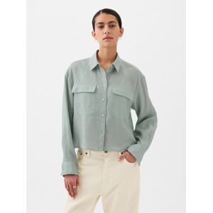 Svetlo Zelená Dámska Ľanová Crop Košeľa Gap Šedá L Svetlo Zelená Dámska Ľanová Crop Košeľa Gap Šedá L