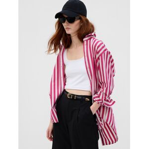 Bielo-Ružová Dámska Pruhovaná Oversized Košeľa Gap Xxs Bielo-Ružová Dámska Pruhovaná Oversized Košeľa Gap Xxs