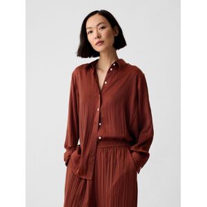 Hnedá Dámska Saténová Košeľa Gap Boyfriend Tmavočervená L Hnedá Dámska Saténová Košeľa Gap Boyfriend Tmavočervená L