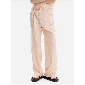 Marhuľové Dámske Kvetované Nohavice Desigual Finlandia Krémová L Marhuľové Dámske Kvetované Nohavice Desigual Finlandia Krémová L