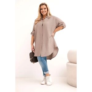 Kesi Włoski Dámska Plus Size Viskózová Košeľa S Predĺženým Chrbtom Hnedá One Size Kesi Włoski Dámska Plus Size Viskózová Košeľa S Predĺženým Chrbtom Hnedá One Size