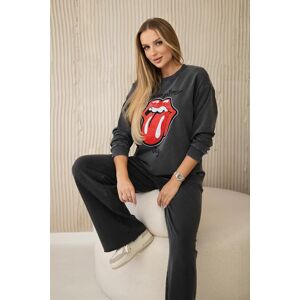 Kesi Włoski Włoski Bavlnená Súprava S Potlačou Mikinové + Nohavice Grafit Čierna One Size Kesi Włoski Włoski Bavlnená Súprava S Potlačou Mikinové + Nohavice Grafit Čierna One Size