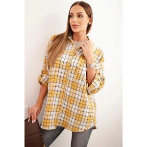 Kesi Włoski Dámska Bavlnená Košeľa S Kockovaným Vzorom A Efektom Opotrebovania Horčicová Biela One Size Kesi Włoski Dámska Bavlnená Košeľa S Kockovaným Vzorom A Efektom Opotrebovania Horčicová Biela One Size