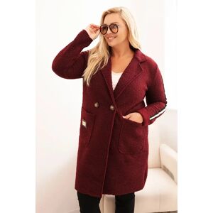 Kesi Włoski Dámsky Kabát Plus Size Z Umelého Baránka S Vreckami Bordový Tmavočervená One Size Kesi Włoski Dámsky Kabát Plus Size Z Umelého Baránka S Vreckami Bordový Tmavočervená One Size