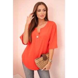 Kesi Włoski Dámska Mušelínová Košeľa S Gombíkom Červený Červená One Size Kesi Włoski Dámska Mušelínová Košeľa S Gombíkom Červený Červená One Size