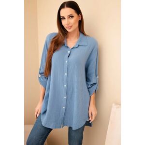 Kesi Włoski Bavlnená Mušelínová Košeľa Denim Modrá One Size Kesi Włoski Bavlnená Mušelínová Košeľa Denim Modrá One Size