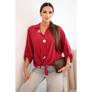 Kesi Włoski Dámska Košeľa S Viskózou S Ozdobnými Gombíkmi A Golierom Jasno Bordová Tmavočervená One Size Kesi Włoski Dámska Košeľa S Viskózou S Ozdobnými Gombíkmi A Golierom Jasno Bordová Tmavočervená One Size
