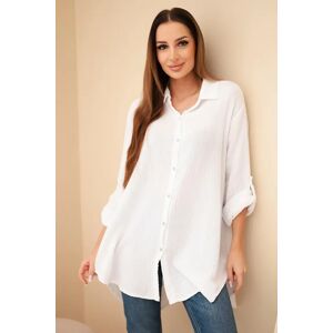 Kesi Włoski Bavlnená Mušelínová Košeľa Biely Šedá One Size Kesi Włoski Bavlnená Mušelínová Košeľa Biely Šedá One Size