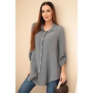 Kesi Włoski Bavlnená Mušelínová Košeľa Plus Size Tmavosivá Šedá One Size Kesi Włoski Bavlnená Mušelínová Košeľa Plus Size Tmavosivá Šedá One Size