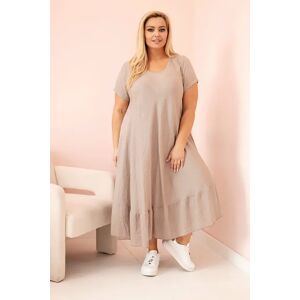 Kesi Włoski Dámske Šaty Plus Size S Krátkym Rukávom A Volánom Z Ľahkej Viskózy Fango Krémová One Size Kesi Włoski Dámske Šaty Plus Size S Krátkym Rukávom A Volánom Z Ľahkej Viskózy Fango Krémová One Size