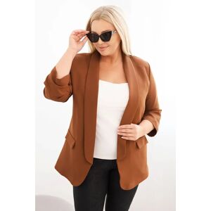 Kesi Włoski Dámska Sako Plus Size Bez Zapínania S Podšívkou Xl/2xl Hnedá Čierna Xl Kesi Włoski Dámska Sako Plus Size Bez Zapínania S Podšívkou Xl/2xl Hnedá Čierna Xl