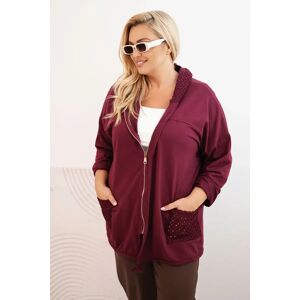 Kesi Włoski Dámska Mikina Plus Size Bavlnená Oversize S Dlhým Rukávom Bordová Tmavočervená One Size Kesi Włoski Dámska Mikina Plus Size Bavlnená Oversize S Dlhým Rukávom Bordová Tmavočervená One Size